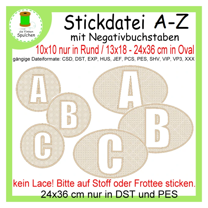Stickdatei "negativ" ABC / Buchstaben / Alphabet
