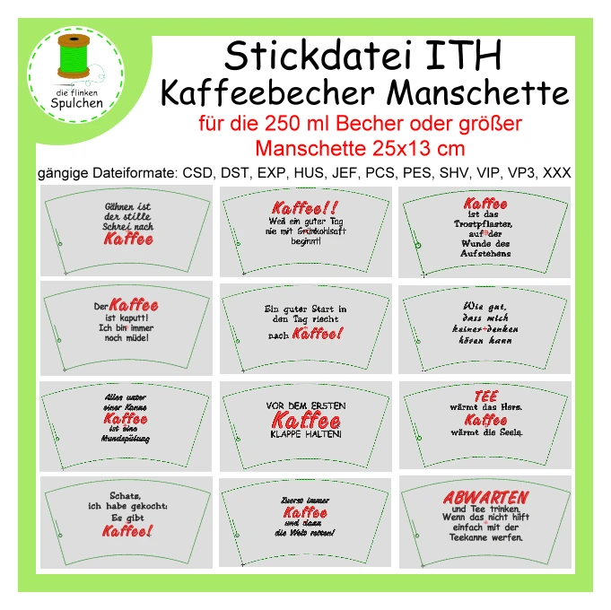 Stickdatei ITH Kaffee Mantel