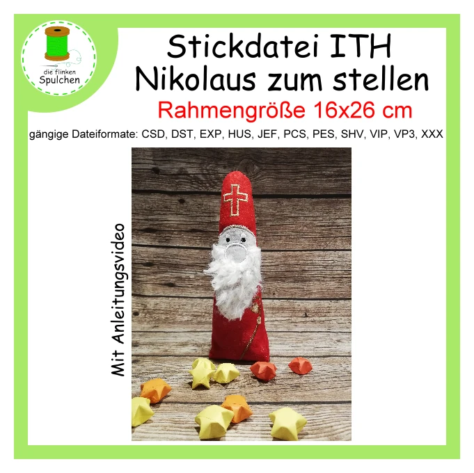Stickdatei ITH Nikolaus zum Stellen / Bischof