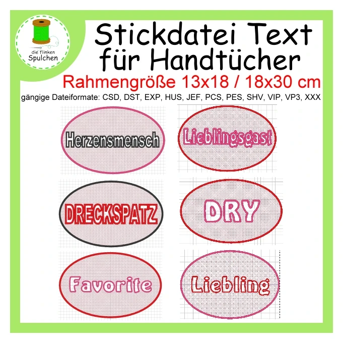 Stickdatei Schriften für Handtücher 2