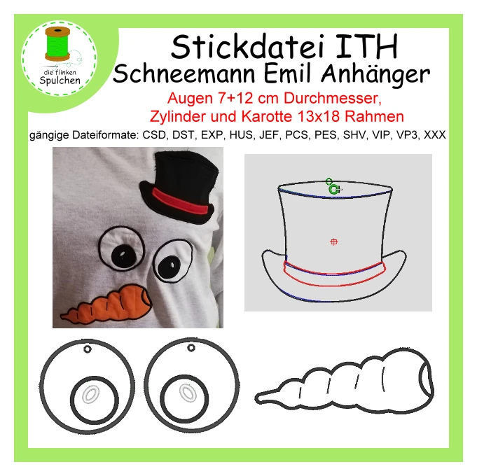 Stickdatei  ITH / Appli Schneemann Emil