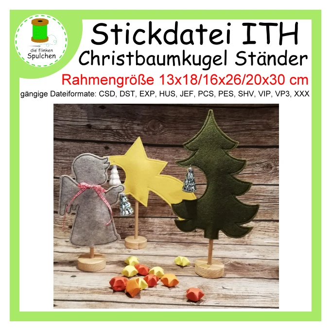 Stickdatei ITH Christbaumkugel Ständer / Kugelhalter