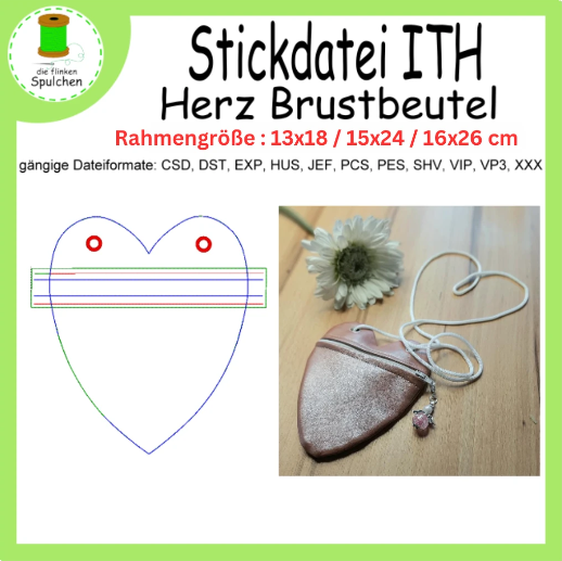 Stickdatei ITH Herz Brustbeutel
