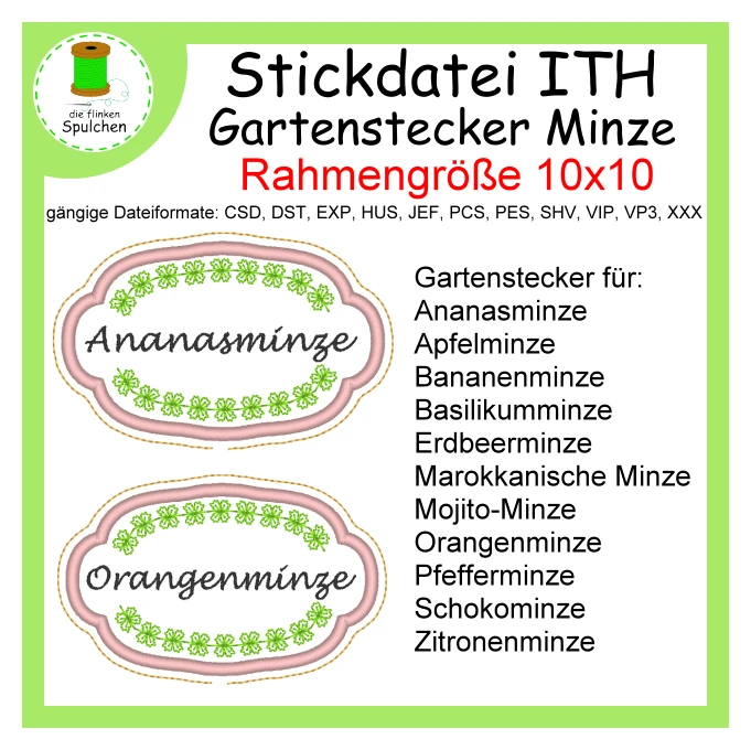 Stickdatei ITH Garten - Minze - Stecker