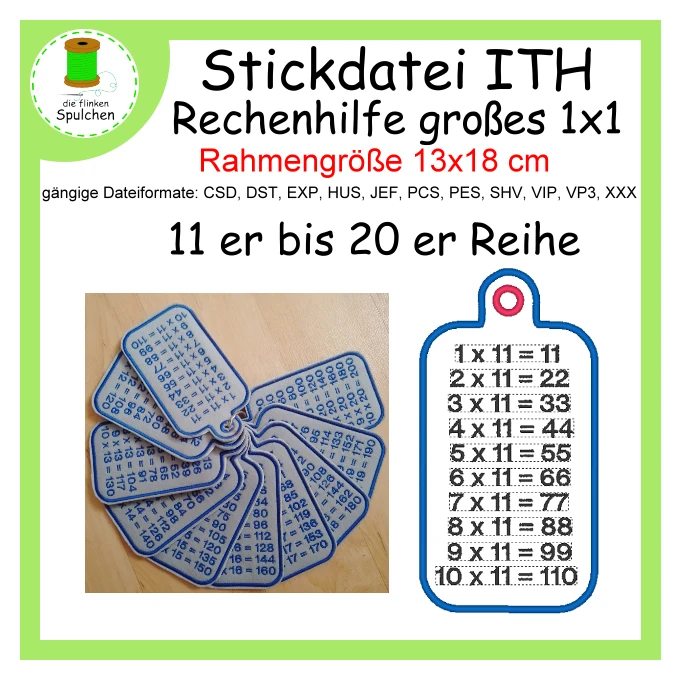 Stickdatei ITH Rechenhilfe großes 1x1 Lernhilfe