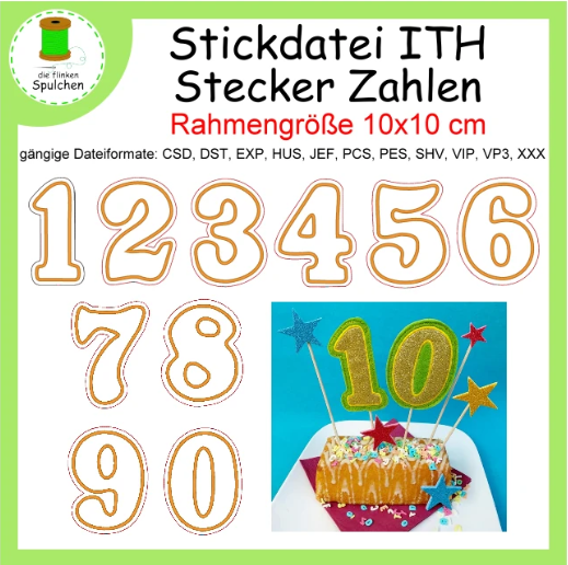 Stickdatei ITH Stecker Zahlen