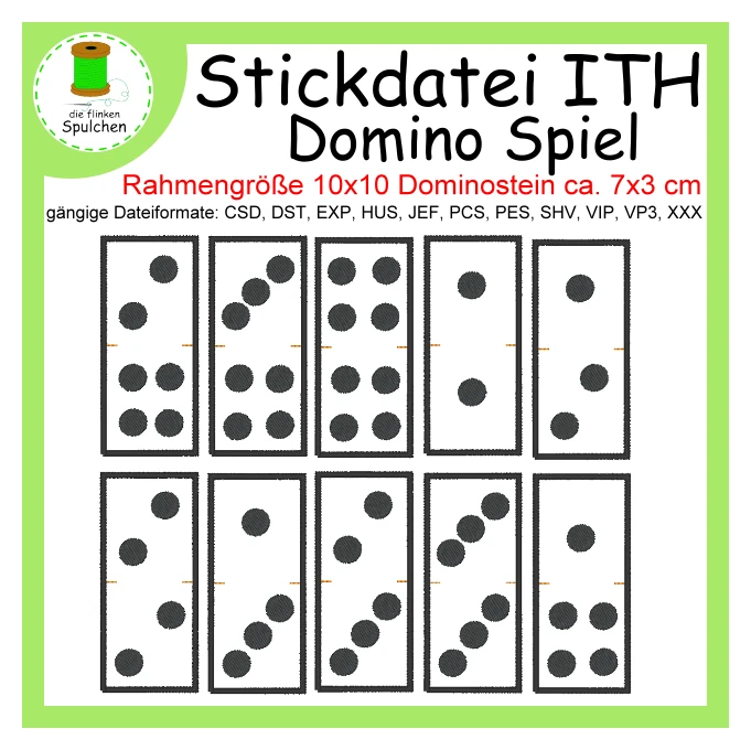 Stickdatei ITH Spiel Domino