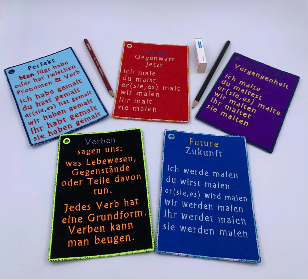 Stickdatei ITH Lernhilfe Verben Zeitform