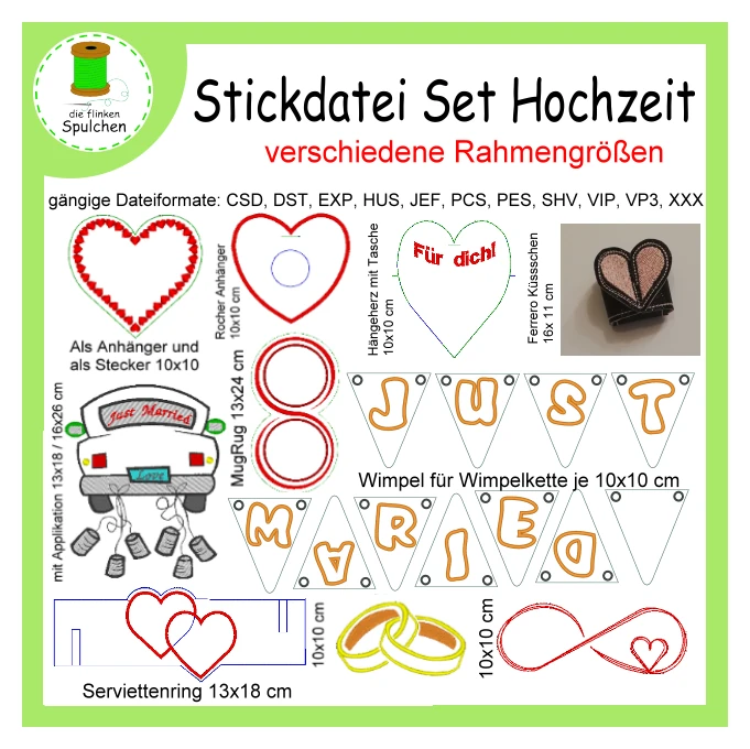 Stickdatei Hochzeits- Set