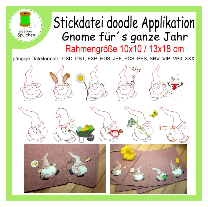 Stickdatei doodle Applikation Gnome