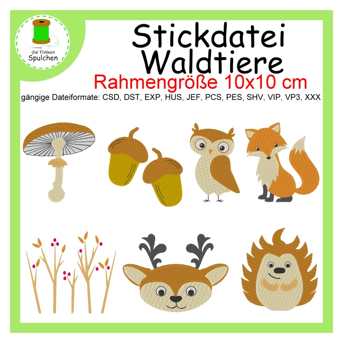 Stickdatei Vollstick Waldtiere
