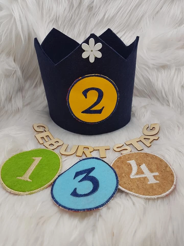 Stickdatei ITH Zahlenbuttons für Geburtstagskronen