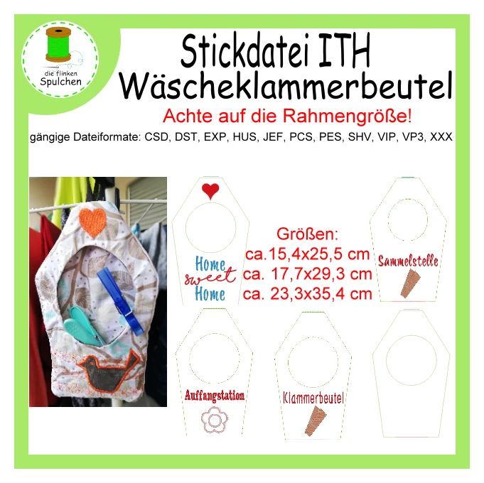 Stickdatei ITH Wäscheklammerbeutel