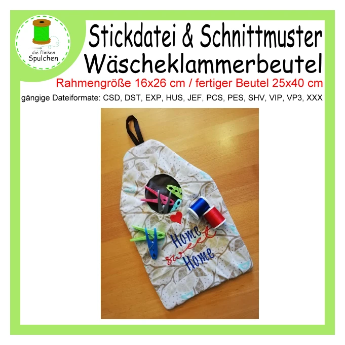 Wäscheklammerbeutel Motiv mit Schnittmuster