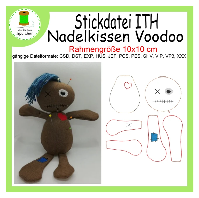 Stickdatei ITH Nadelkissen Voodoo