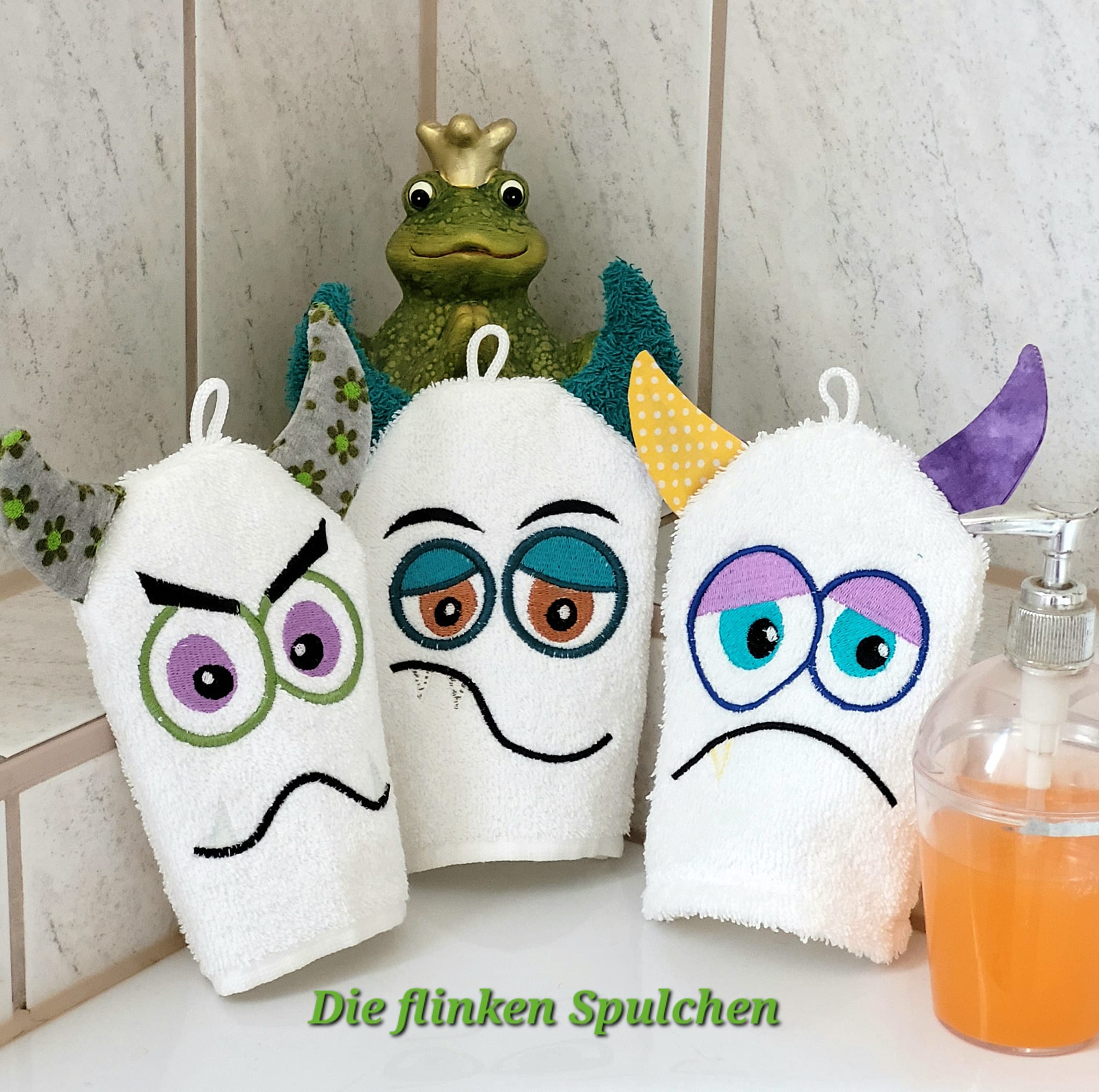 Stickdatei ITH Waschlappen Monster