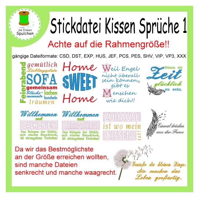 Stickdatei Sprüche Kissenspruch 1