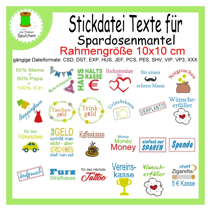 Texte für Spardosen Mäntel Set nur ausTexten