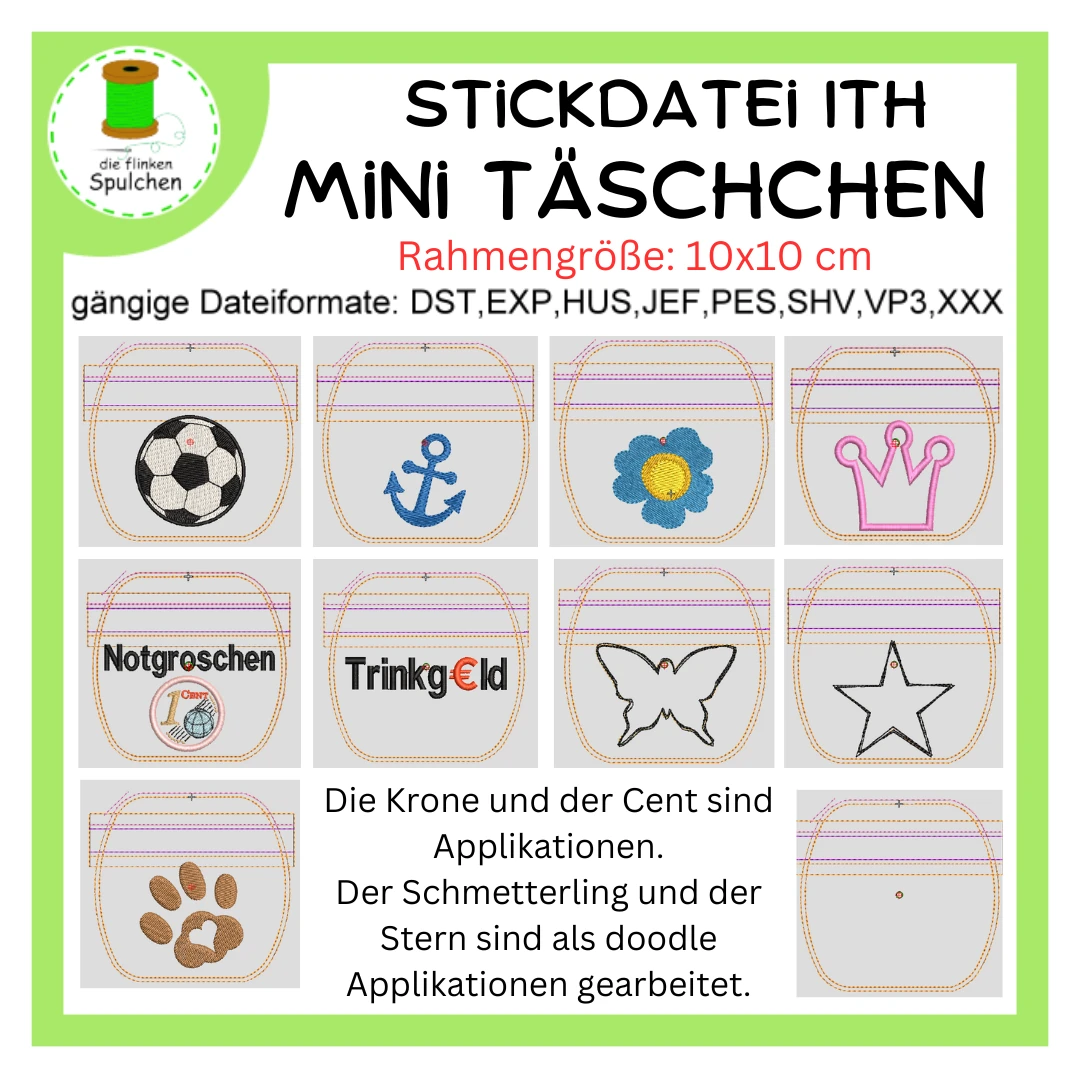 Stickdatei ITH Mini Täschchen