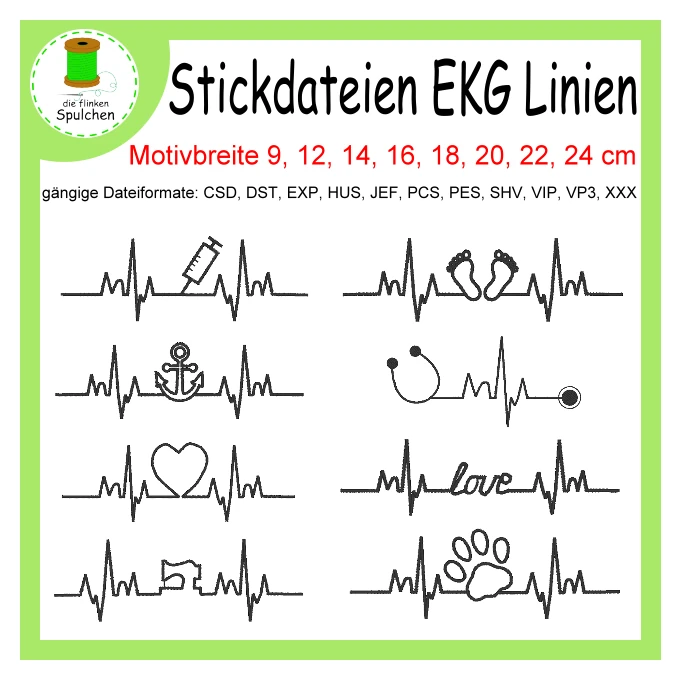 Stickdatei EKG Linien