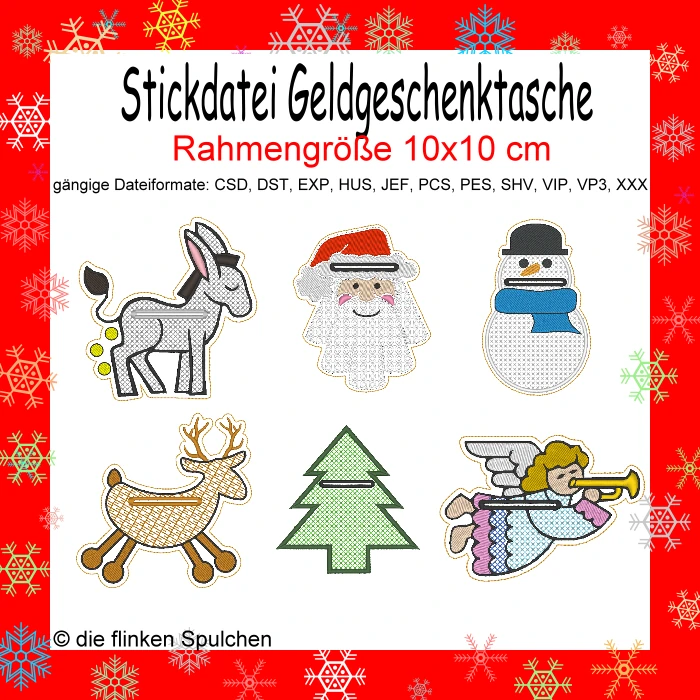 Stickdatei ITH Geldgeschenk Weihnachten