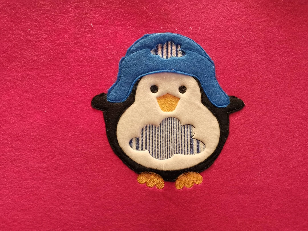 Stickdatei doodle Applikation Pinguin