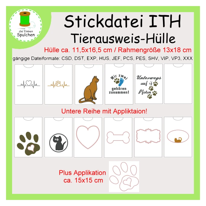 Stickdatei ITH Tierausweis Hüllen