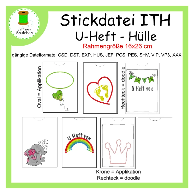 Stickdatei ITH U-Heft Einschub-Hülle