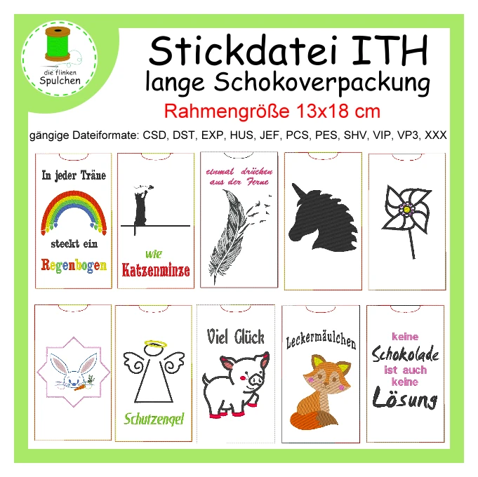 Stickdatei ITH Schokoverpackung