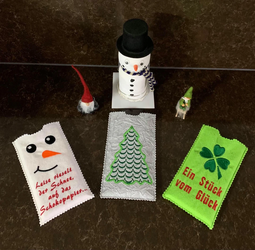 Stickdatei ITH Schokoverpackung Weihnachten