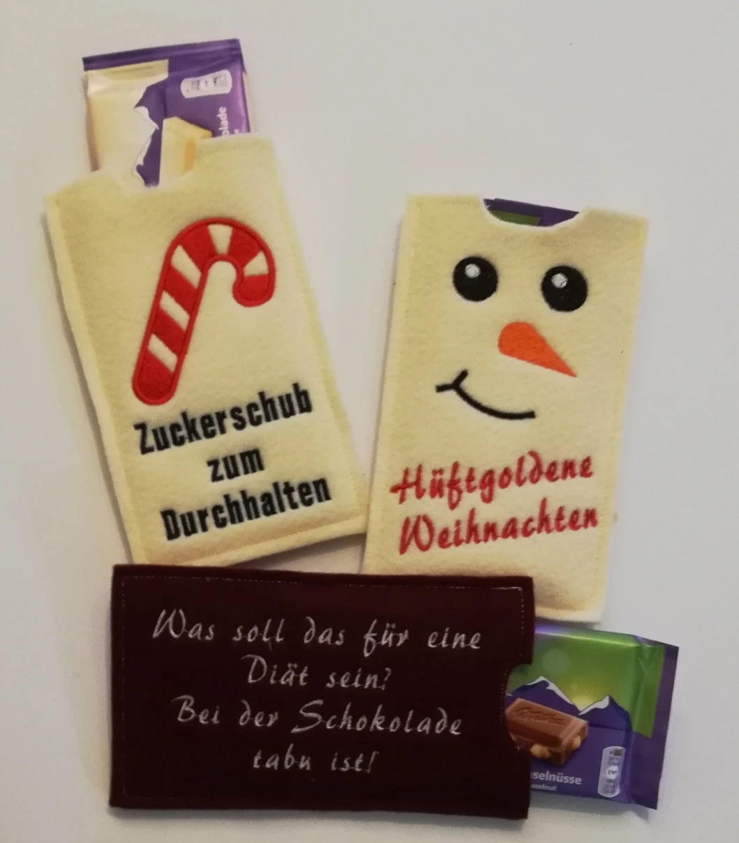 Stickdatei ITH Schokoverpackung Weihnachten