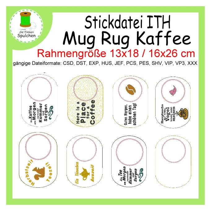 Stickdatei ITH MugRug Kaffee