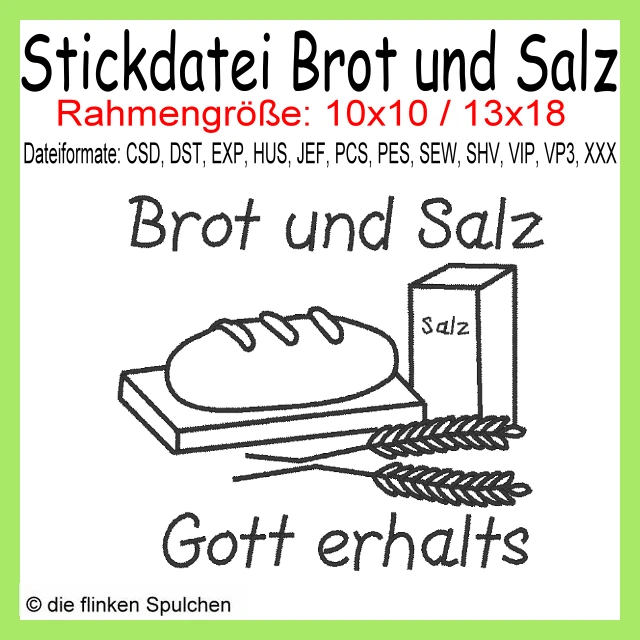 Stickdatei Spruch Brot und Salz