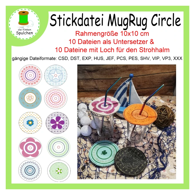 Stickdatei ITH MugRug + Glasdeckel Circle