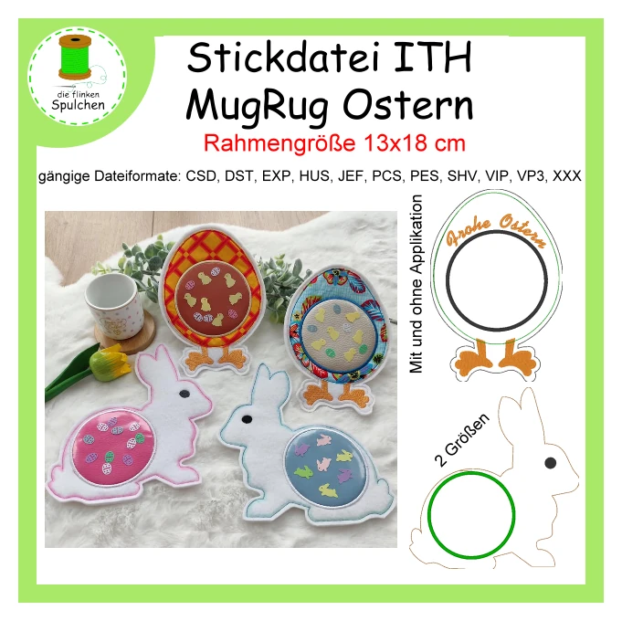 Stickdatei ITH MugRug Ostern