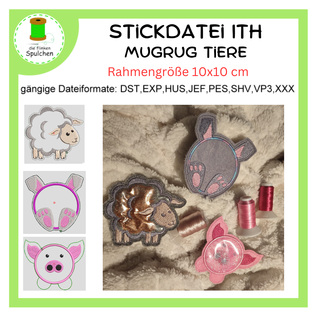 Stickdatei ITH MugRug Tiere