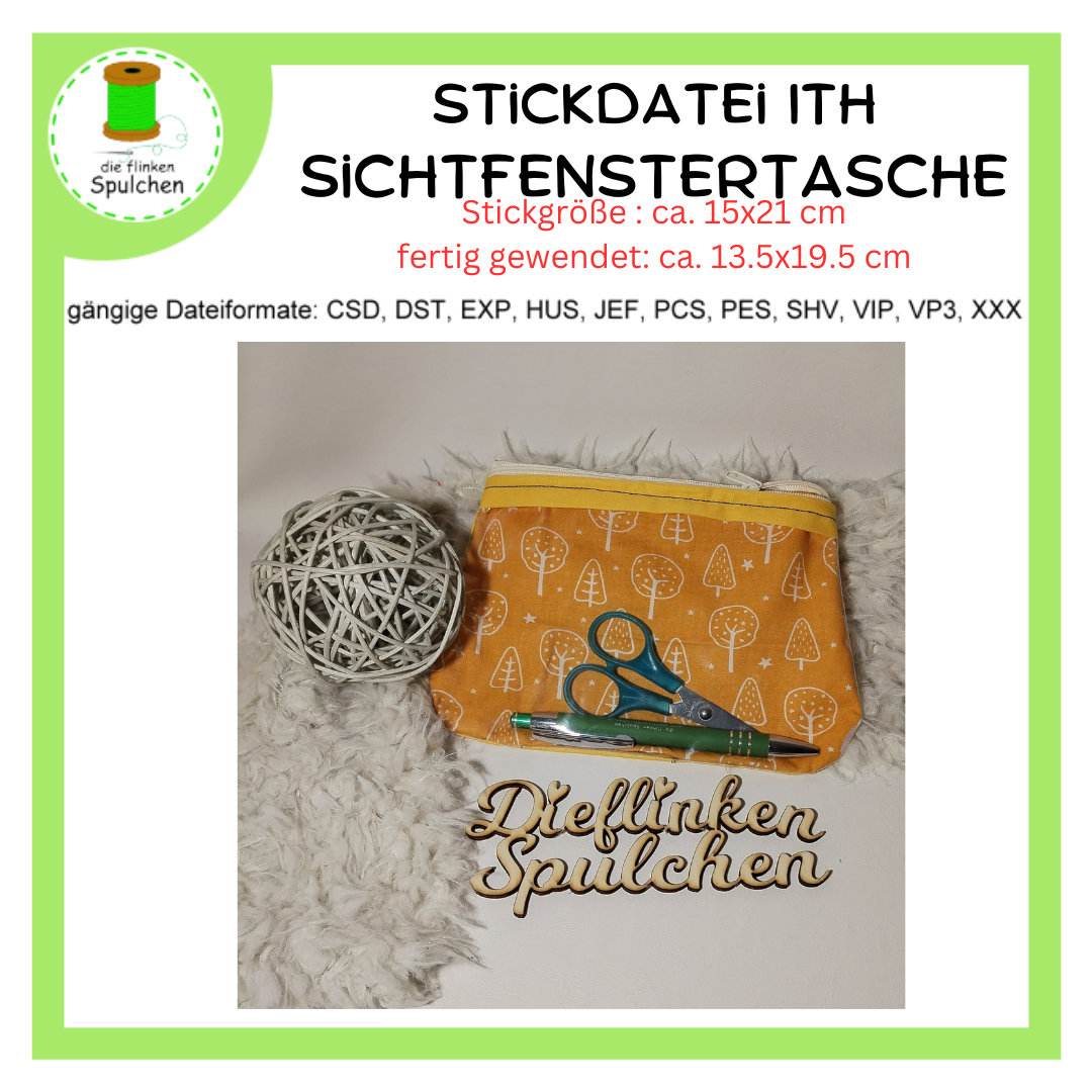 Stickdatei ITH Sichtfenstertasche