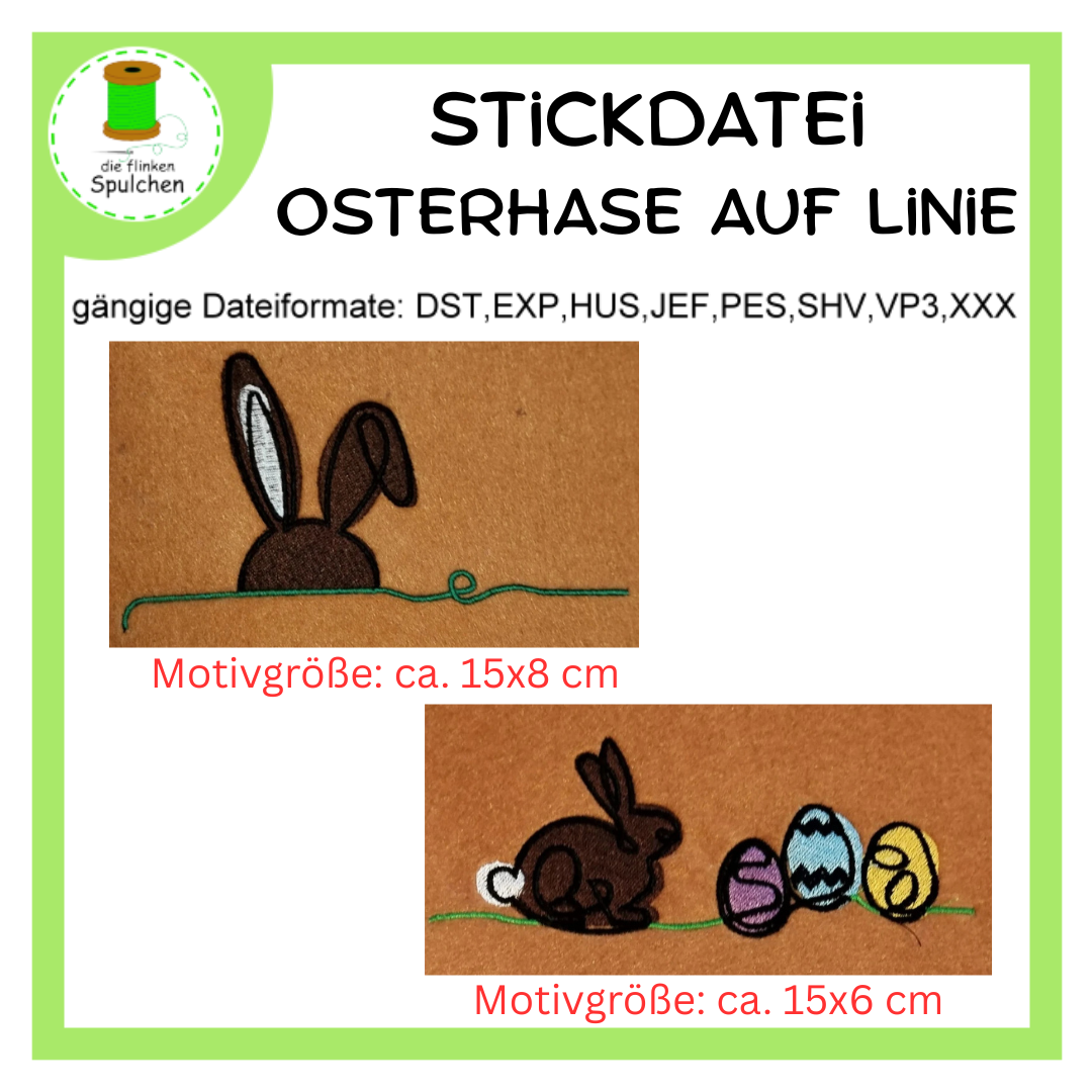Stickdatei Hase auf Linie