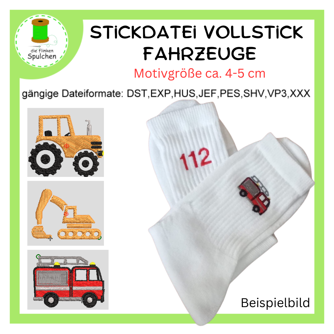 Stickdatei Vollstick Minimotive Fahrzeuge