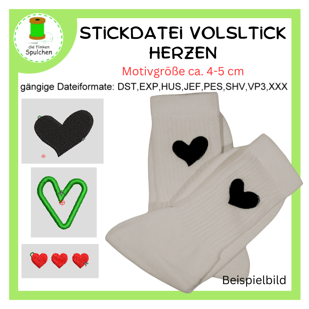 Stickdatei Vollstick Minimotive Herzen