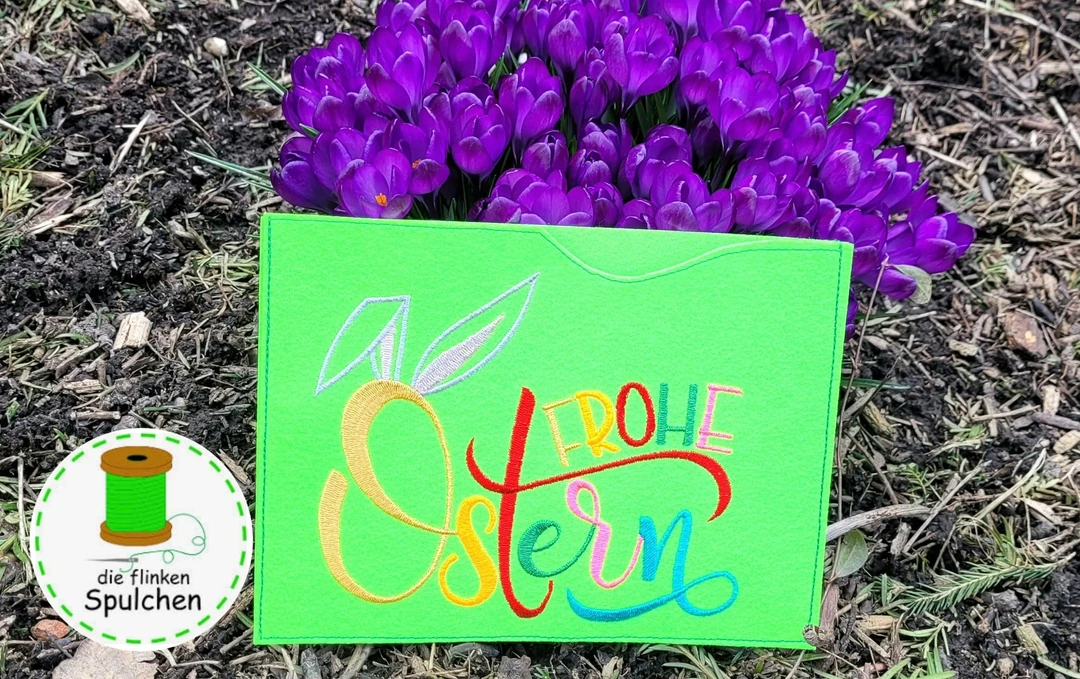 Stickdatei Schrift "Frohe Ostern"