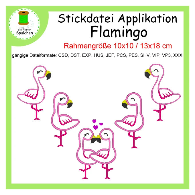 Stickdatei Applikation "Flamingo" – Ein Hauch Tropenliebe für deine Projekte!