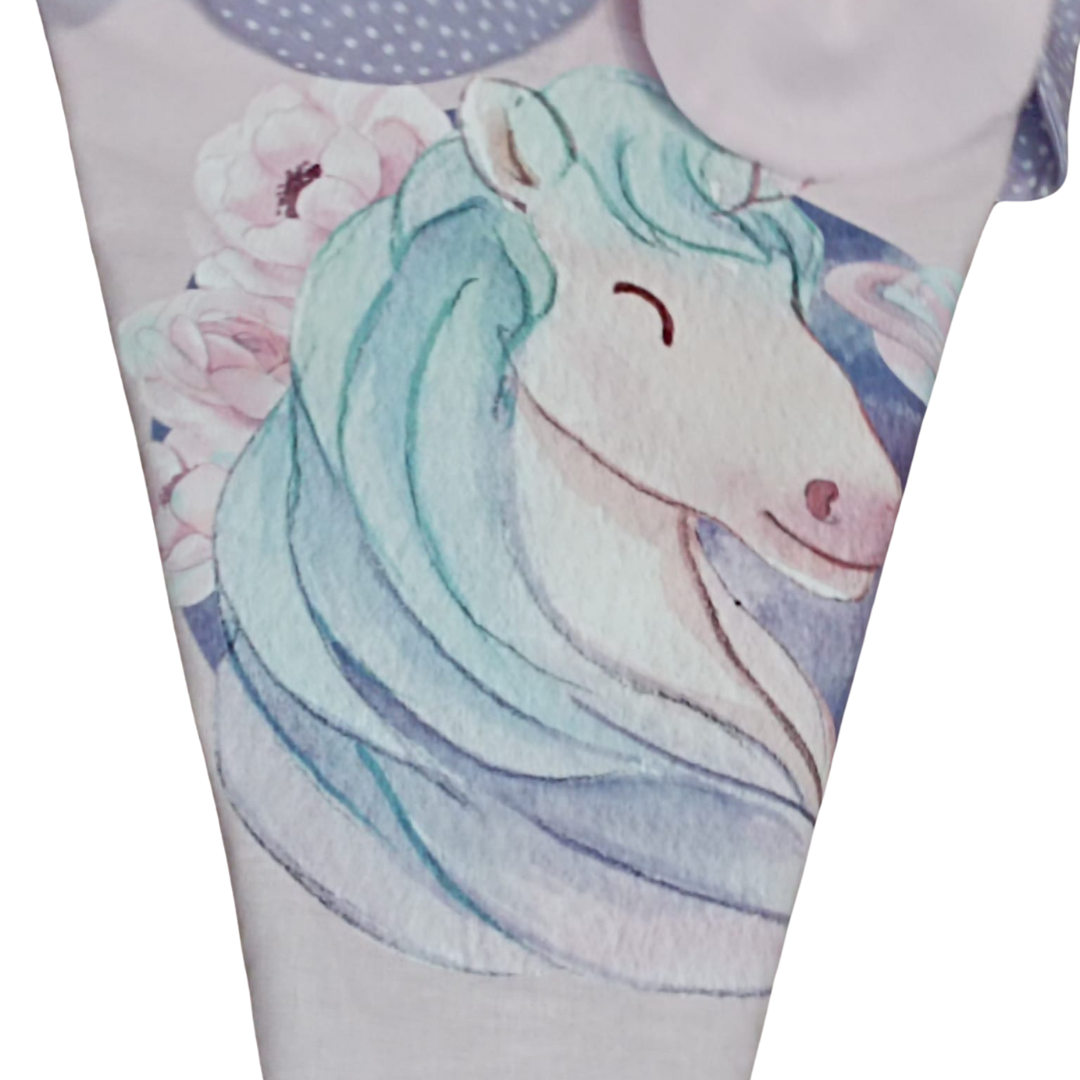 Schultüte Einhorn Bügelbild, Stoff incl. Papprohling
