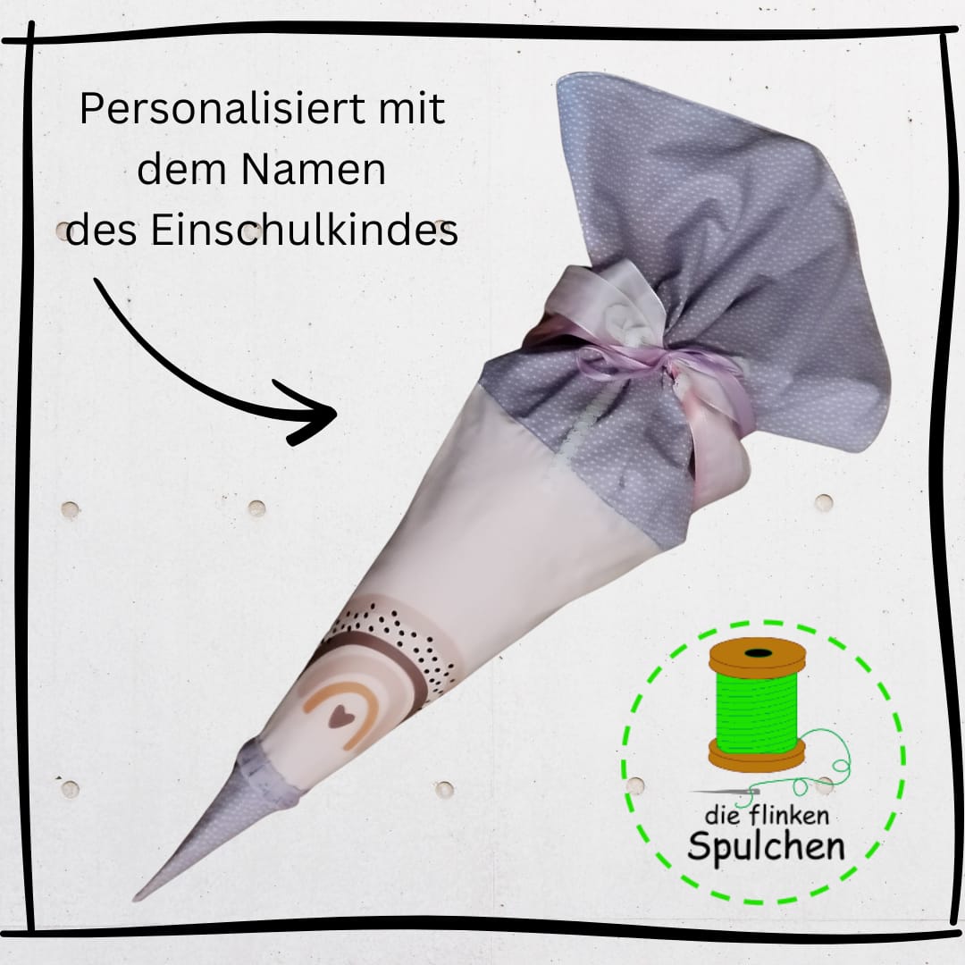 Schultüte "Regenbogen", Stoff incl. Papprohling