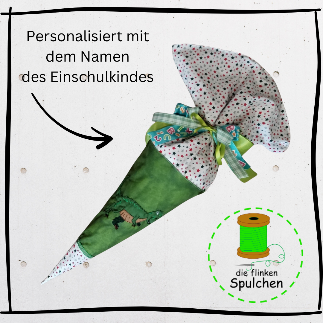 Schultüte Dinosaurier T-Rex, aus Stoff incl. Papprohling