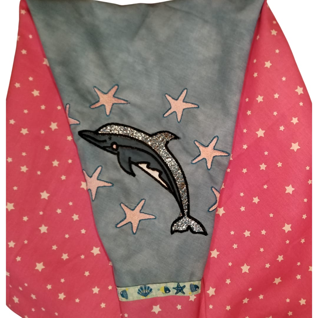 Schultüte Delfin, Stoff incl. Papprohling