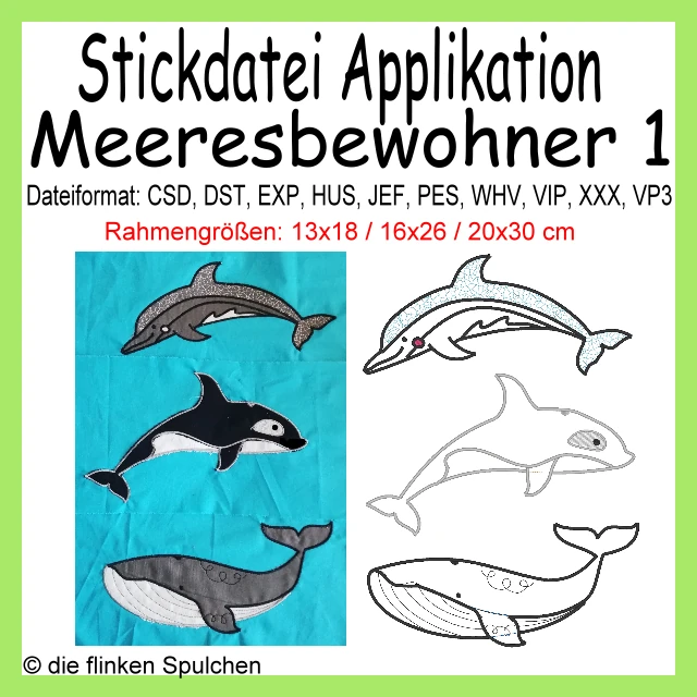 Stickdatei Applikation Meerestiere