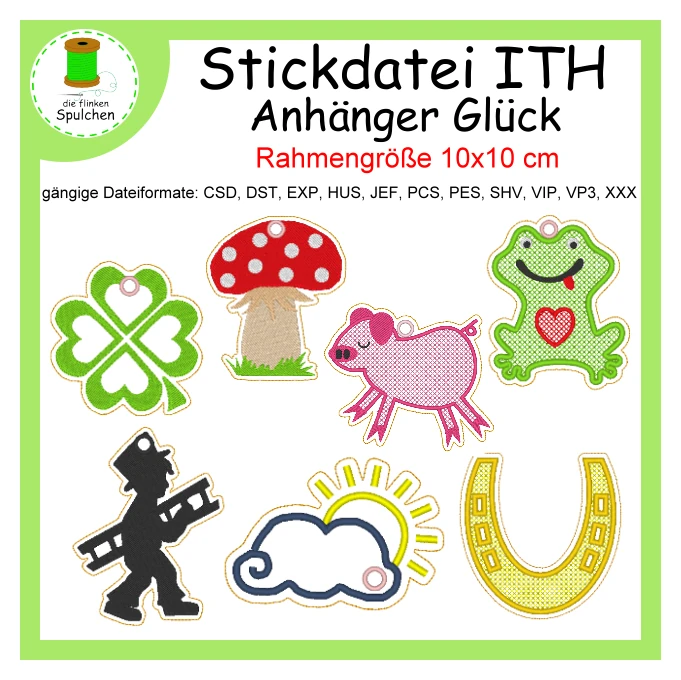 Stickdatei ITH Glücks Anhänger