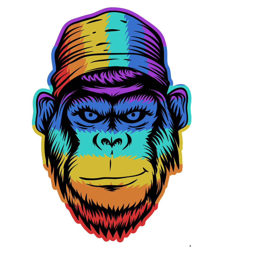 Bügelbild Regenbogen Affe