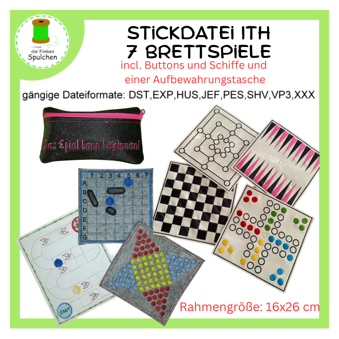 Stickdatei ITH Brett - Spiele Set 16x26cm
